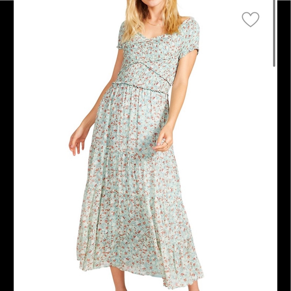 BB Dakota Joie De Vivre Floral Chiffon Midi Dress